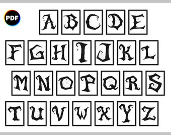 Spooky Letters Cross Stitch Patterns: Halloween Monogram Alphabet (PDF)