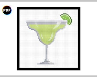 Margarita Cocktail Cross Stitch Pattern: Sugar Rim (PDF Pattern)
