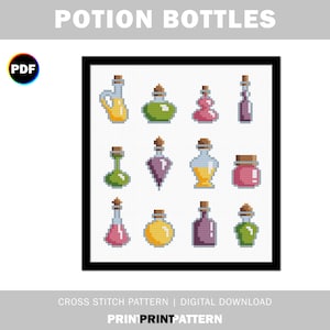 Potion Bottles Cross Stitch Pattern (Digital Download)