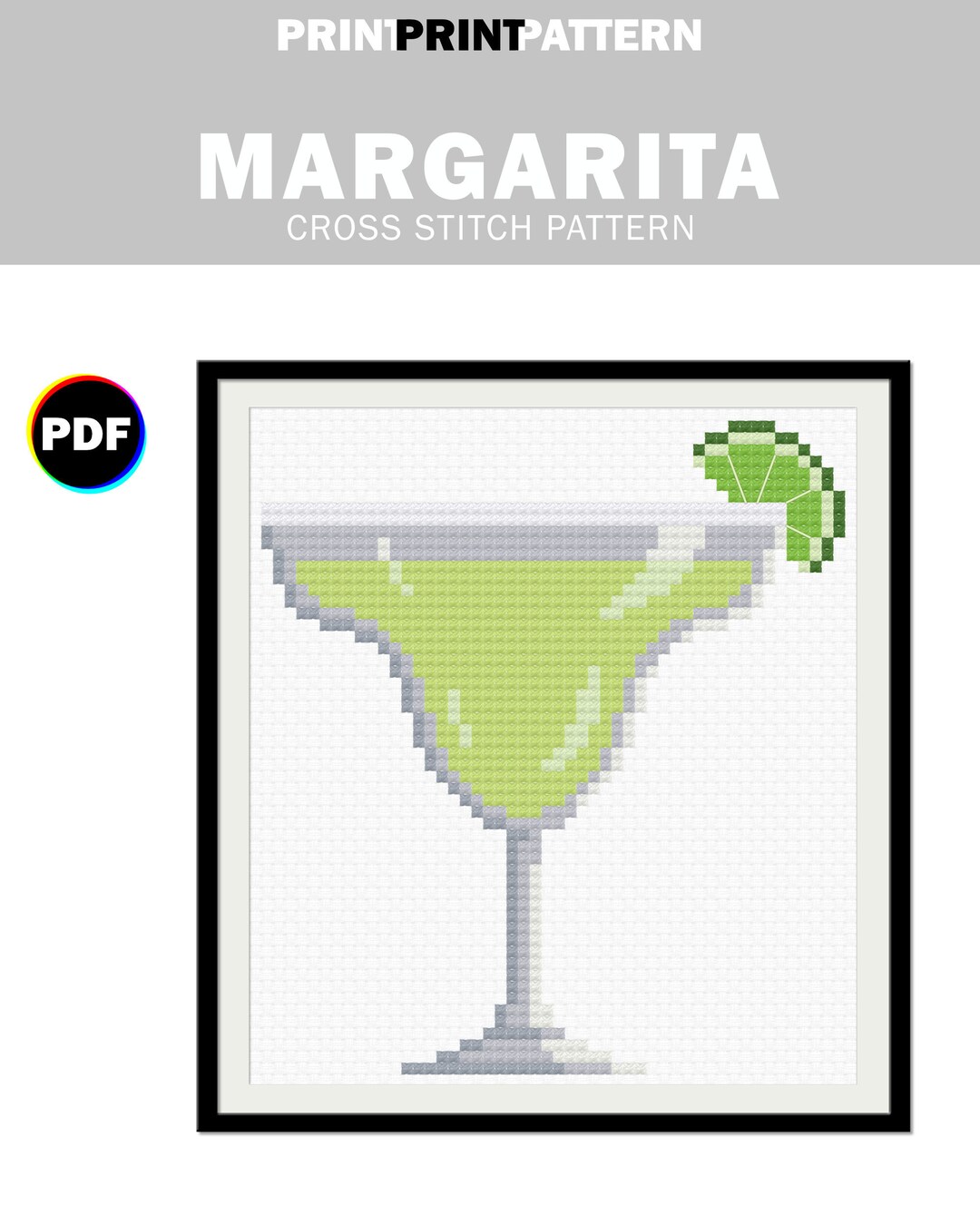 Margarita Cross Stitch Pattern Margarita Cocktail Coupe Etsy