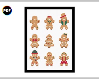 Gingerbread People Cross Stitch Pattern: Christmas Cookies (Digital Download)