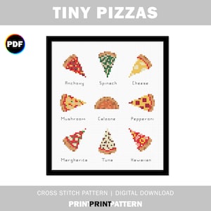 Tiny Pizza Slices Cross Stitch Pattern: Sampler (PDF Pattern)