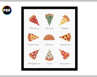 Tiny Pizza Slices Cross Stitch Pattern: Sampler (PDF Pattern)