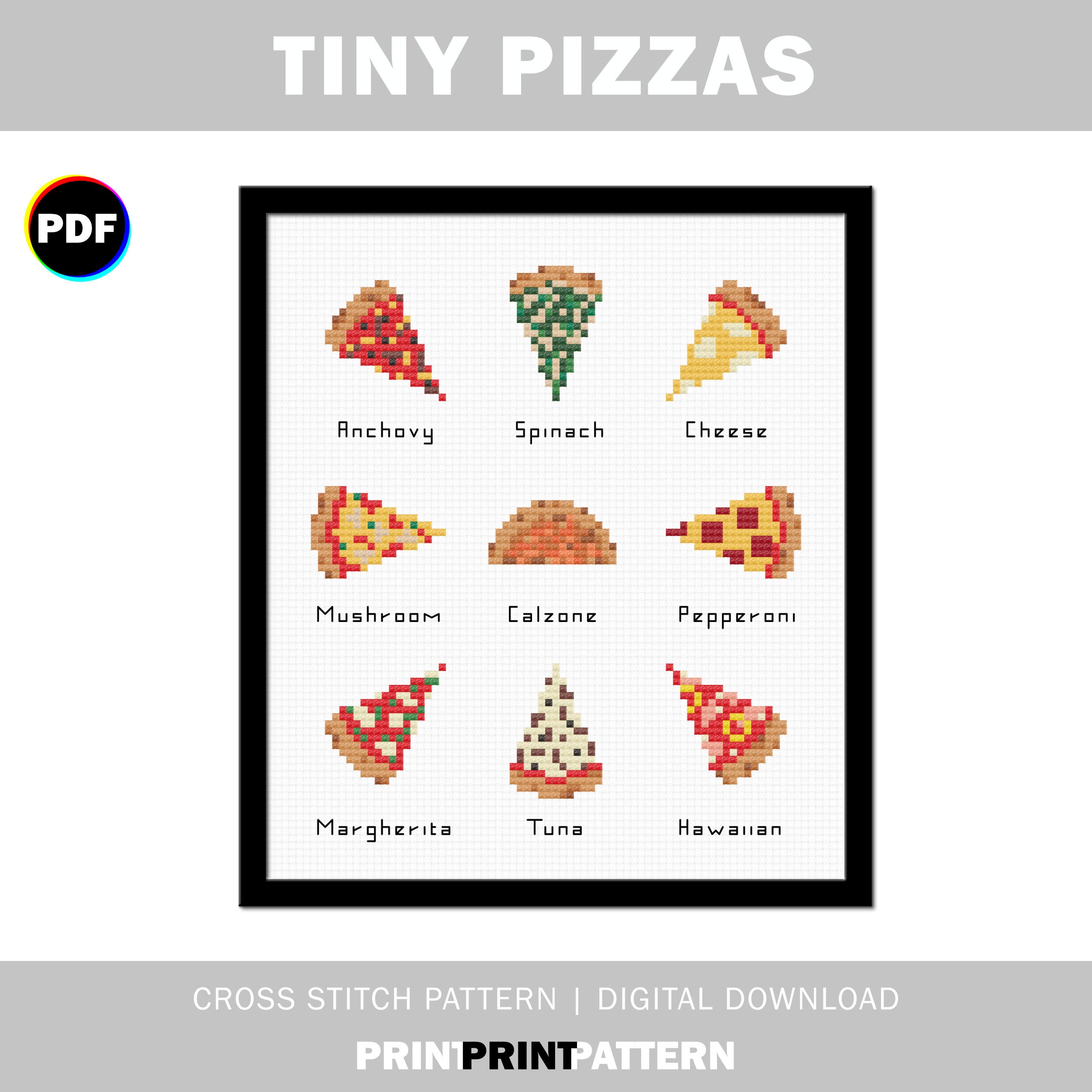 Mini Pizza Cross Stitch Kit