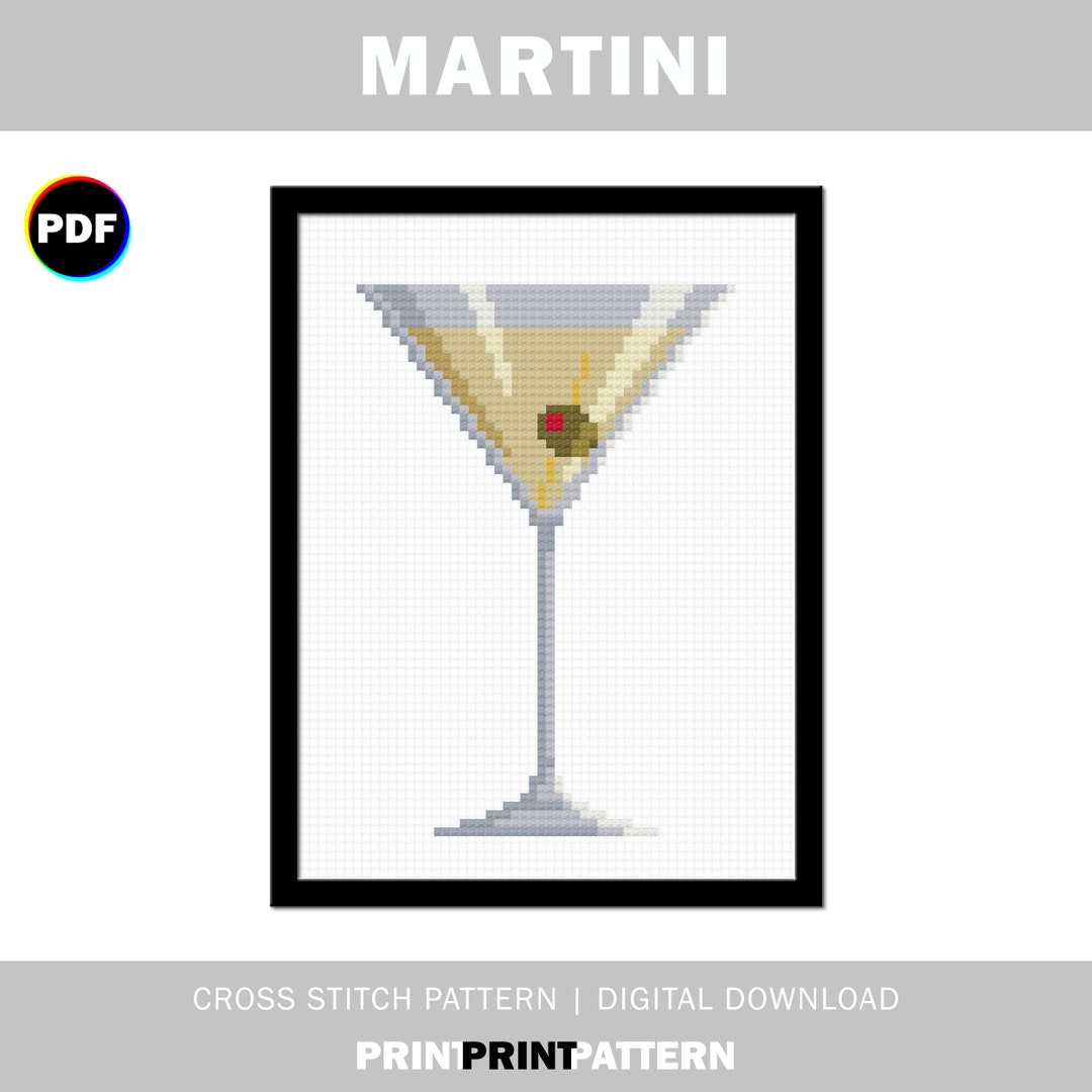 Martini Cross Stitch Pattern - the Classic Gin and Vermouth Cocktail ...