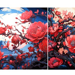 FLORAL Prints for Personal or Commercial Use | Set of 2 | Print & Frame OR Use for Print on Demand Designs | Midjourney Creation | Ai Art