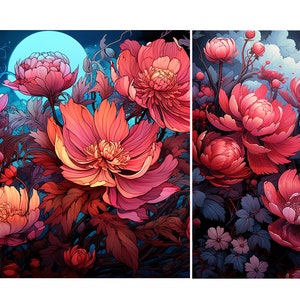 FLORAL Prints for Personal or Commercial Use | Set of 2 | Print & Frame OR Use for Print on Demand Designs | Midjourney Creation | Ai Art