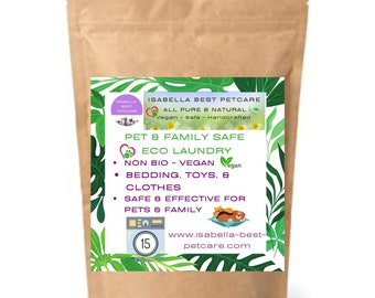 Eco PET Bucato in polvere, vegano. Concentrato. Efficace, PET & FAMILY, delicato sicuro per la pelle, lavaggio in lavatrice non biologico per vestiti, biancheria da letto, giocattoli