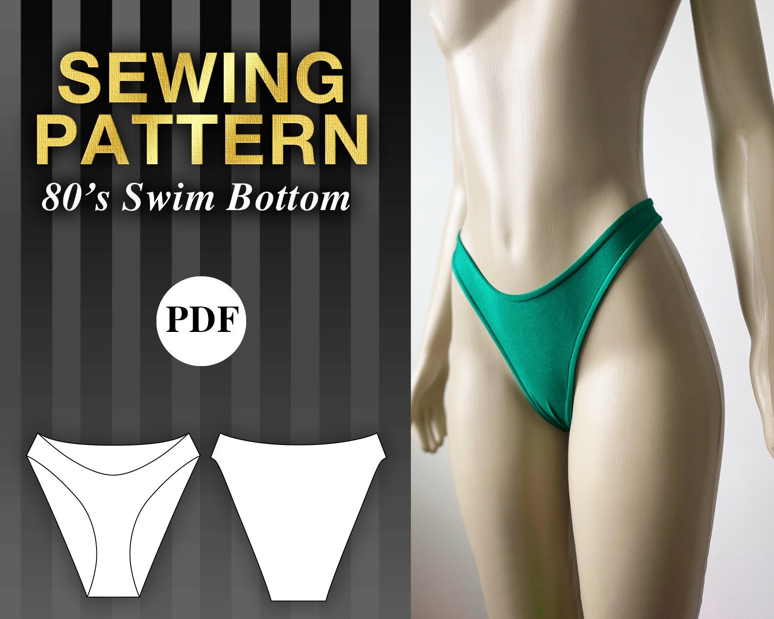 Bikini Bottom Sewing Pattern High Rise Cheeky/thong Coverage Seamless and  Reversible PDF Sizes XS-2XL Digital Download 