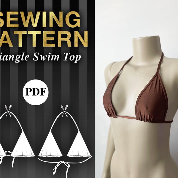 Triangle Bikini Top Sewing Pattern | Downloadable sewing pattern | Swimwear pattern | Swim Top | Julianna Zinchenko