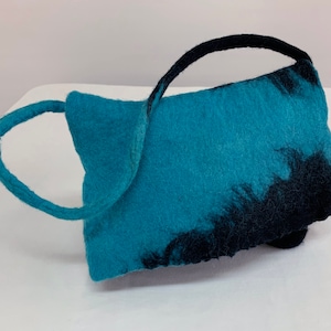 Turquoise and Black Felted Purse