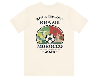 Brazil vs Morocco World Cup 2026 Soccer T-Shirt | Football Match Tee