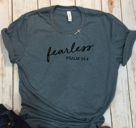 Retro Vintage Fearless In Psalm 34:4 Tshirt For Christians Retro Vintage Fearless In Psalm 34:4 Tshirt For Christians