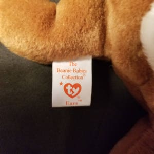 TY Beanie Babies Ears the Brown and White Rabbit /Retired 1998 /Vintage image 5