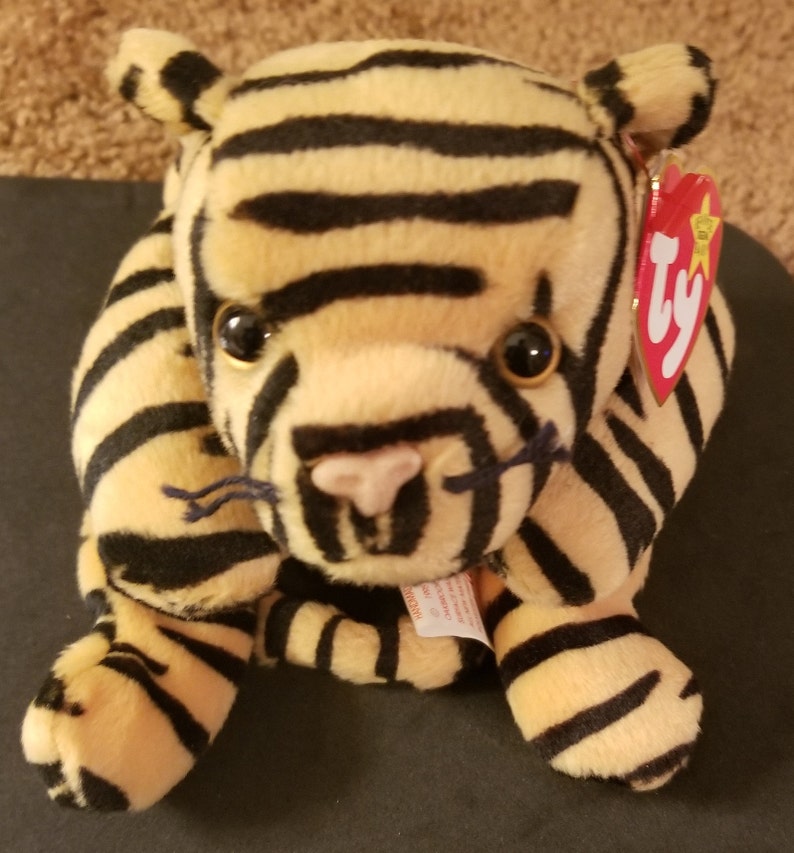 TY Beanie Babies Stripes the Orange Tiger With Black Stripes Etsy