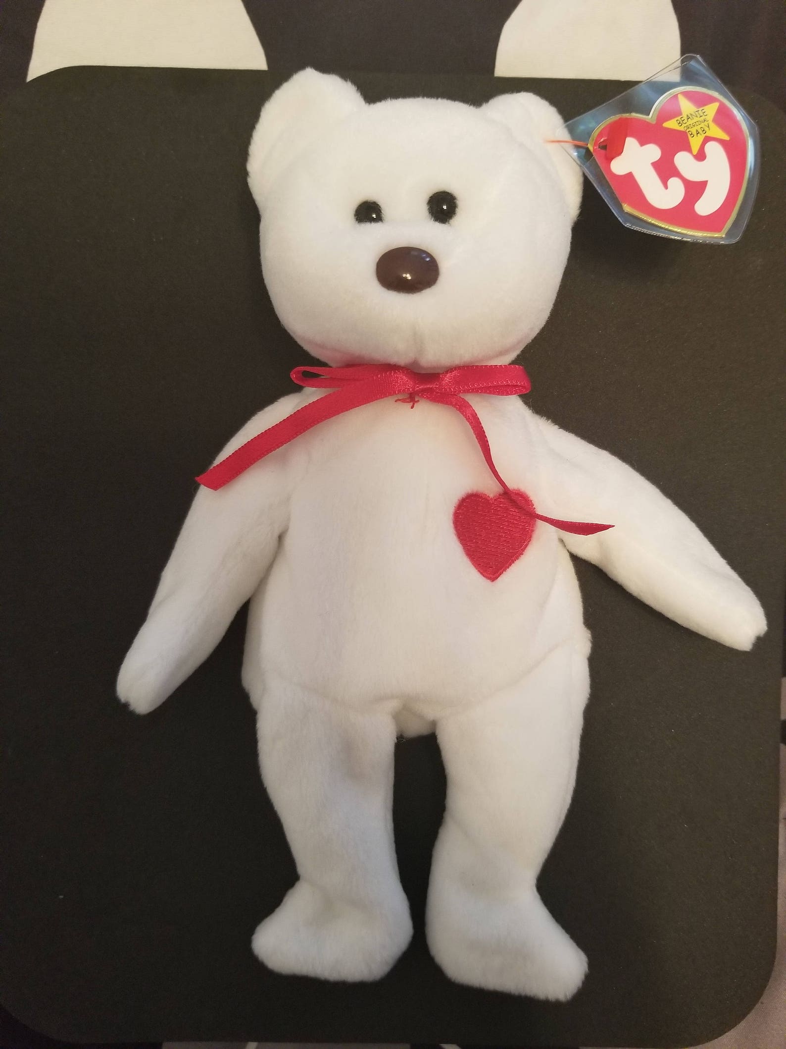 TY Beanie Babies Valentino White Bear with Red Heart Retired Etsy