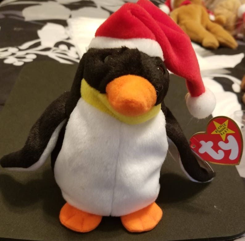 TY Beanie Babies Zero the Penguin w/ Red & White Santa Hat Etsy