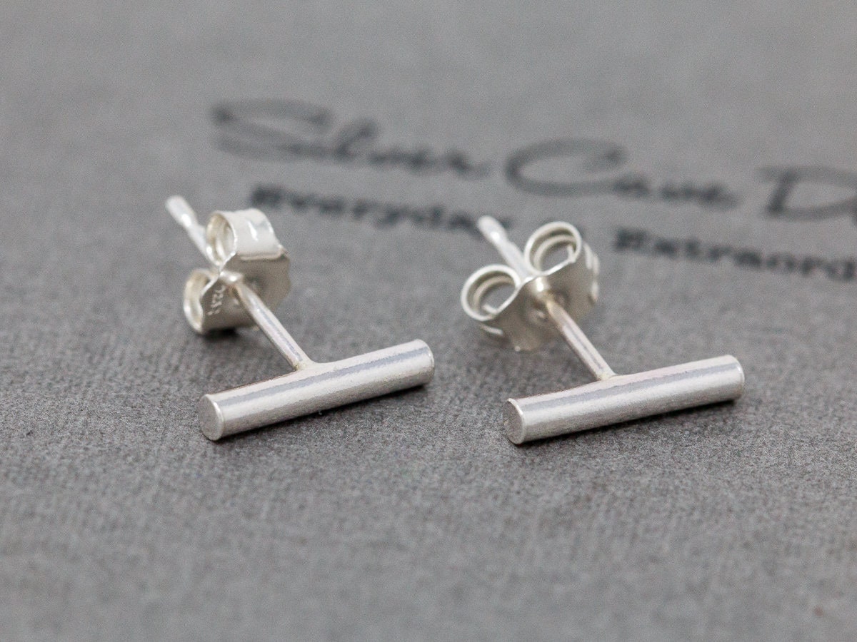 bar silver earrings