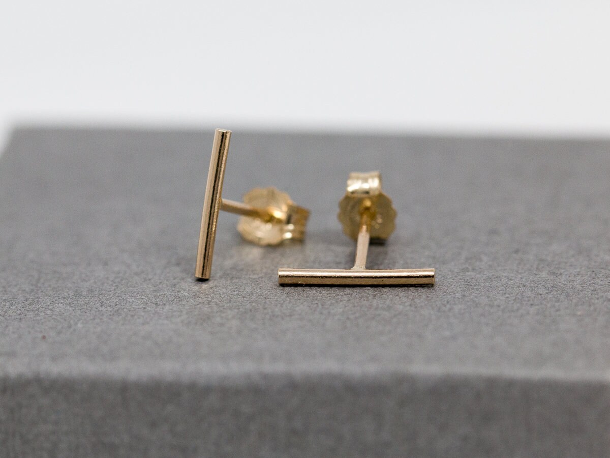 14K Gold Filled Bar Stud Earringsgold Filled Staple - Etsy UK