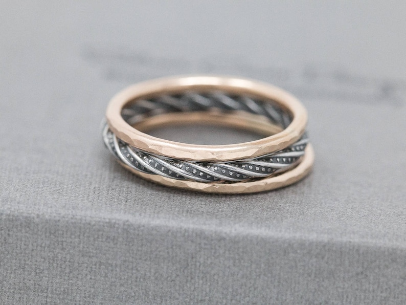 Sterling Silver/&Gold Filled Ring Set|Set of 3 Rings|Mixed Metal Ring Set|Minimalist Rings|Gold Filled Rings|