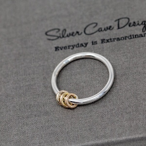 Sterling Silver&14K Gold Filled Spinner Ring|Minimalist Spinner Ring|Gold Spinner Ring|Anxiety Ring|Fidget Ring|Meditation Ring|Worry Ring