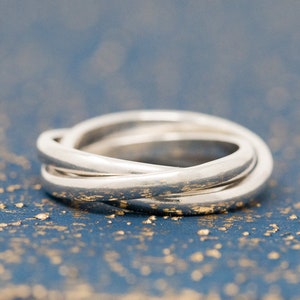 Sterling Silver Russian Wedding Band Ring|Sterling Silver Russian Wedding Ring|Triple Band Ring|Trio Ring| Rolling On Ring|Gift for Mother