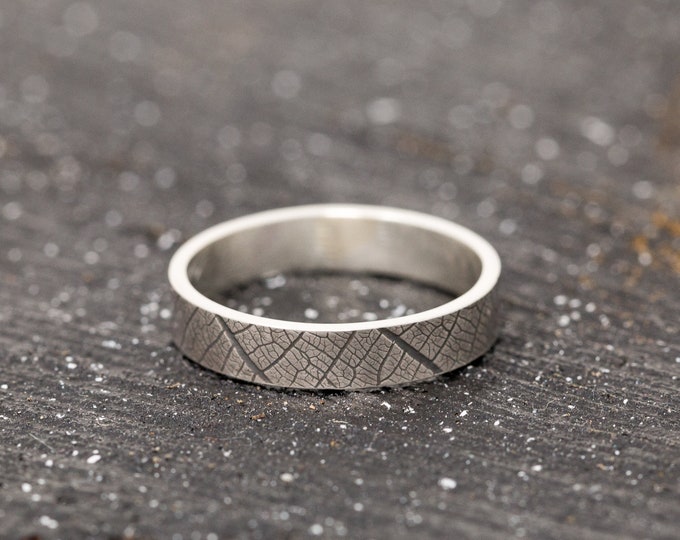 Sterling Silver Leaf Skeleton Ring|Sterling Silver Leaf Patterned Ring|Silver Leaf Ring|Leaf Ring|Gardeners Gift|Gift for Her|Patterned Ring