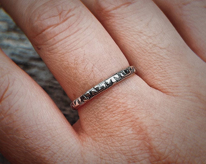 Sterling Silver Lotus Patterned Ring, Floral Ring, Handmade Sterling Silver Ring, Shamrock Ring, Gift for Her