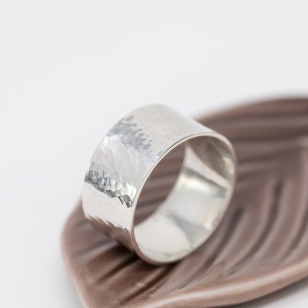 Wide Sterling Silver Band|Dimpled Sterling Silver Band|Chunky Sterling Silver Ring|Textured Sterling Silver Ring|Unisex Ring|Chunky Ring