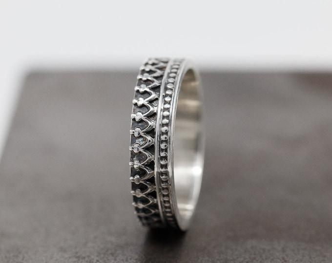 Sterling Silver Crown Ring|Sterling Silver Prince Crown Ring|Crown Ring|Prince Crown Ring|Silver Prince Ring|Gift for Her|Gift for Him