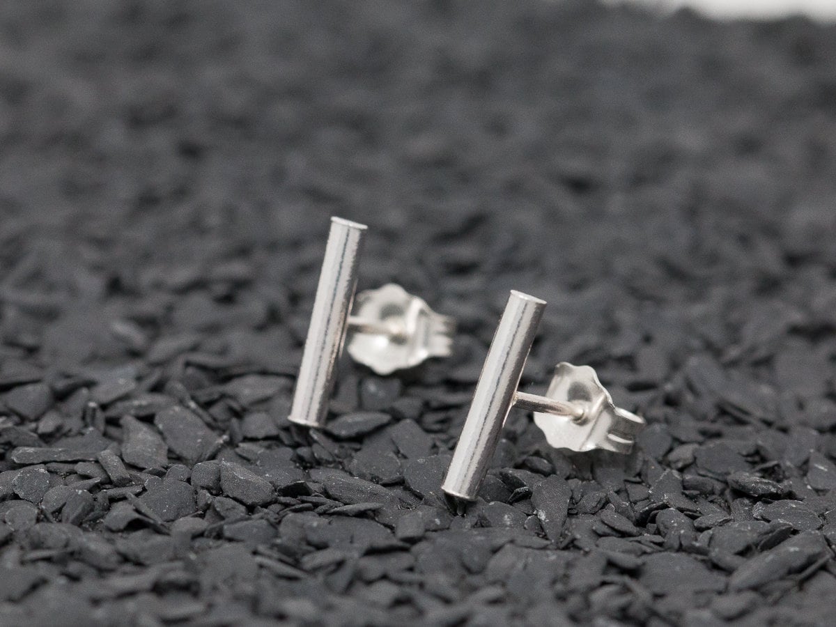 Buy Minimalist Bar Earrings Studs S925 Sterling Silver Midi Bar Stud  Earrings in Silver (mini short earrings) at Amazon.in