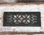Antique Cast Iron Reggio Register Vent Cover Grate Air Return - Intricate Quatrefoil Design - Metal Victorian-Style Architectural Salvage