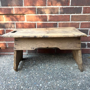Antique Farrier’s Stool or Small Rustic Wood Bench | Vintage Farmhouse Entryway Decor | House Plant Stand Tub Table