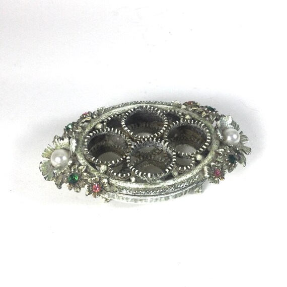 Vintage Florenza Metal Lipstick Holder With Flower and Pearl Etsy