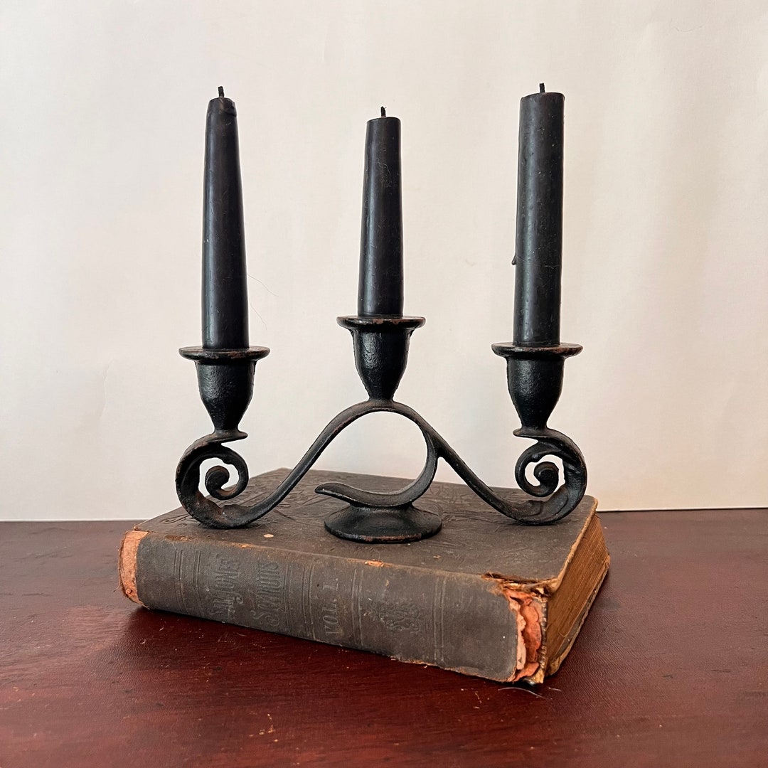 Vintage Cast Iron Candlestick Holder Candelabra Spooky Etsy