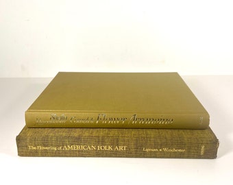 Set of 2 Neutral Khaki Vintage Coffee Table Books | Authentic Oversized Decorative Books for Neutral Home or Office Decor