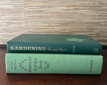 Vintage Green Gardening Reference Books | Plant Room Decor or Plant Parent Gift Idea | Growing Guide