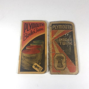 Vintage 1930s Plymouth Binder Twine Graph Notebooks | Retro Ephemera for Journaling or Crafting | Rustic General Store Farmhouse Decor