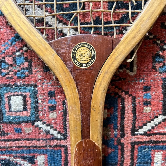 Raquette Tennis Bois Antique Spalding Genève – Avec Presse