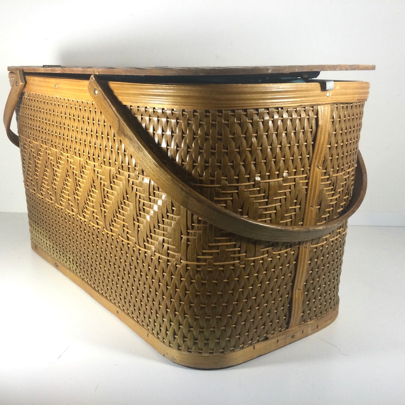 Hawkeye Woven Picnic Basket Set in Original Box Burlington Etsy
