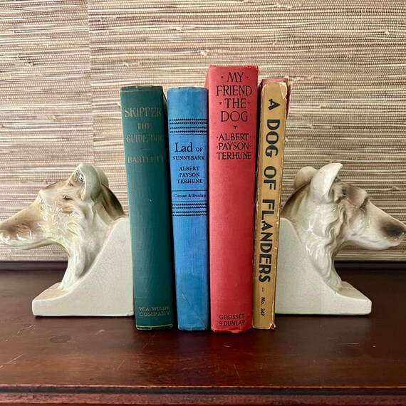 【メーカー包装済】 Bookends Dog Collie Vintage | Japan in Made Ceramic 置物