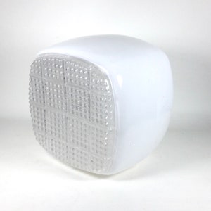 Vintage White and Clear Glass Art Deco Light Shade | Retro 1940s 1950s Ceiling Lighting | Milk Glass Faceted Diffuse | Bathroom Laundry Room