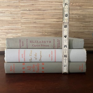 Stack of Vintage Gray Books With Red Accents | Classic Home Decor or ...