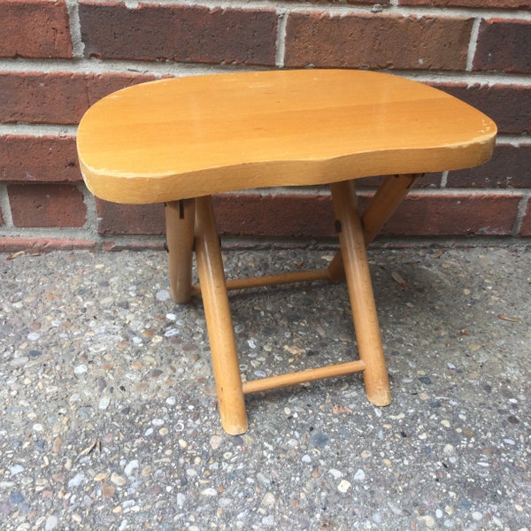 Nevco Fold’n Carry Midcentury Wooden Folding Stool