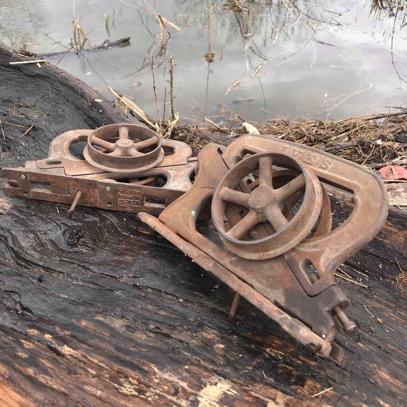 Pair Of Ives Cast Iron Sliding Barn Door Hardware Rolling Etsy