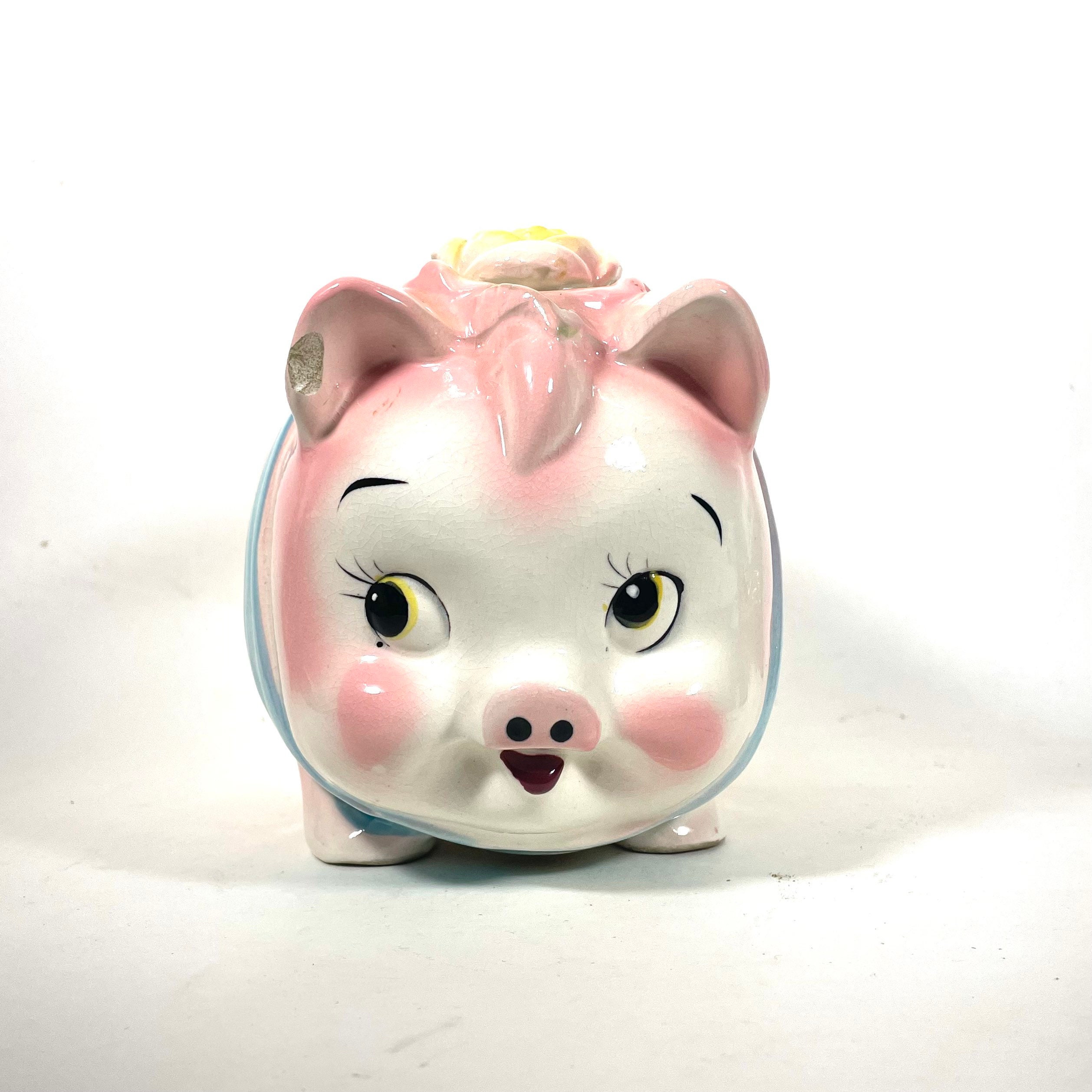 1940's Vintage Gold Piggy Bank  Chalk Ware Piggy Bank - Ruby Lane