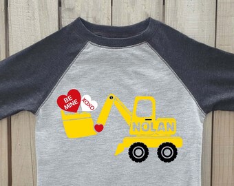 Boys valentine shirt, valentines day shirt, construction shirt, valentine digger, boy valentine, valentines shirt, toddler valentine shirt