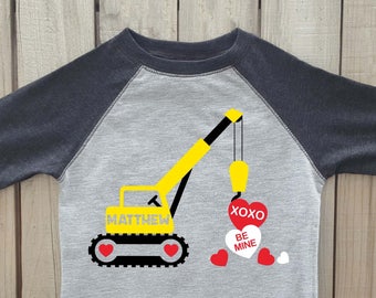 valentines crane shirt, Boys valentine shirt, valentines day shirt, construction shirt, boys valentines shirt, valentines shirt, crane shirt