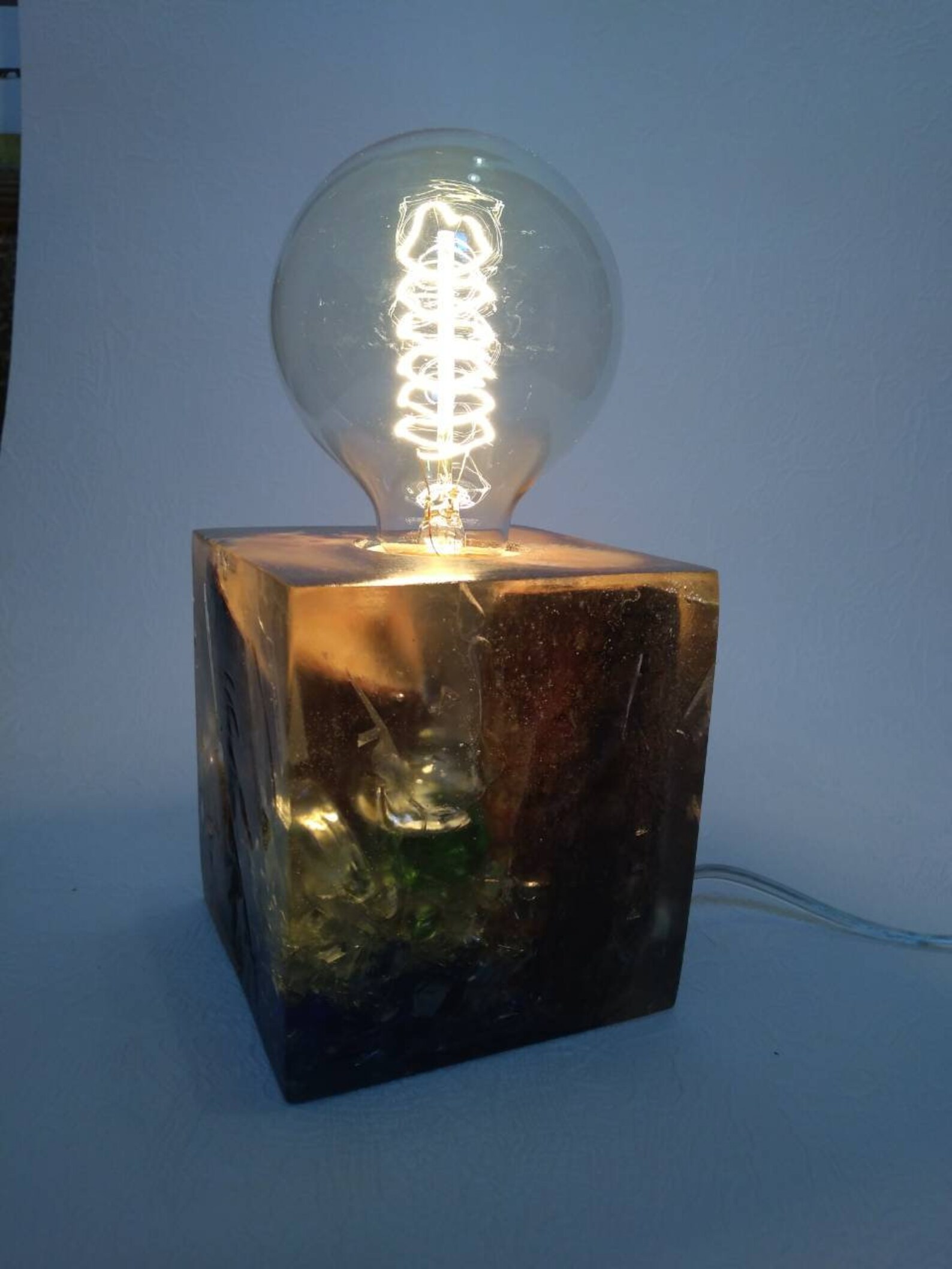 Table lamp epoxy resin lamp handmade lampe. Etsy
