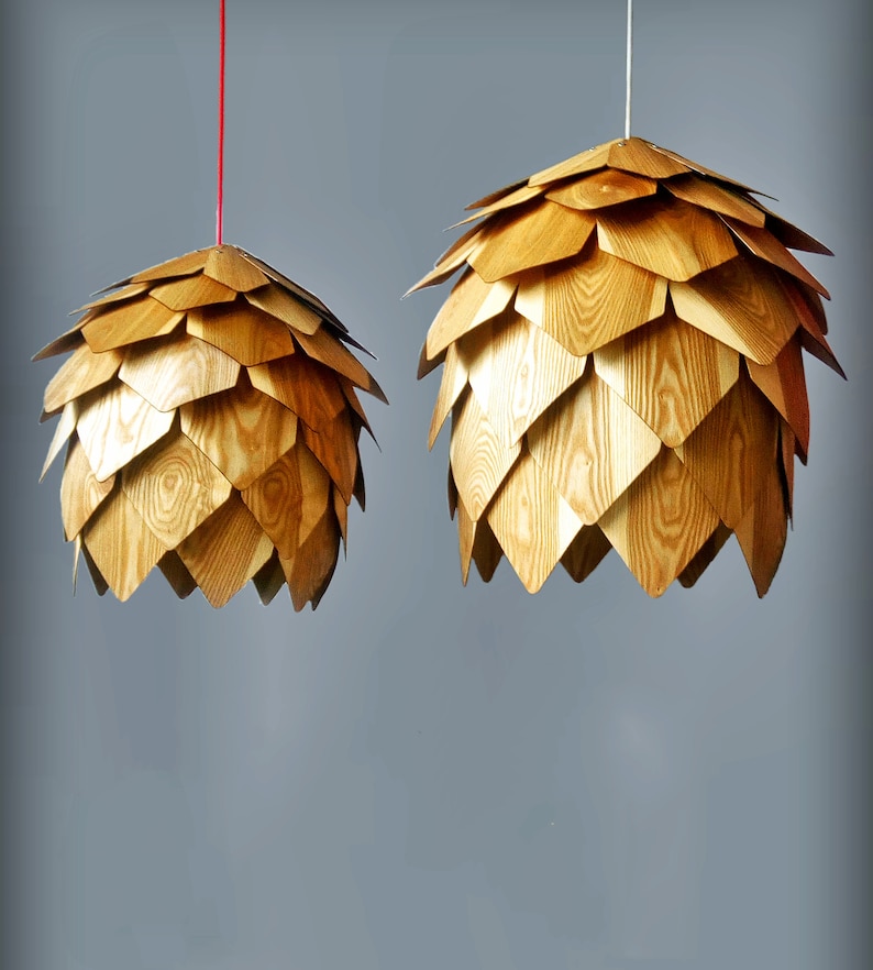 Wood Pendant Lamp/pine Cone Pendant Lamp/ Pine Cone Light/ Etsy